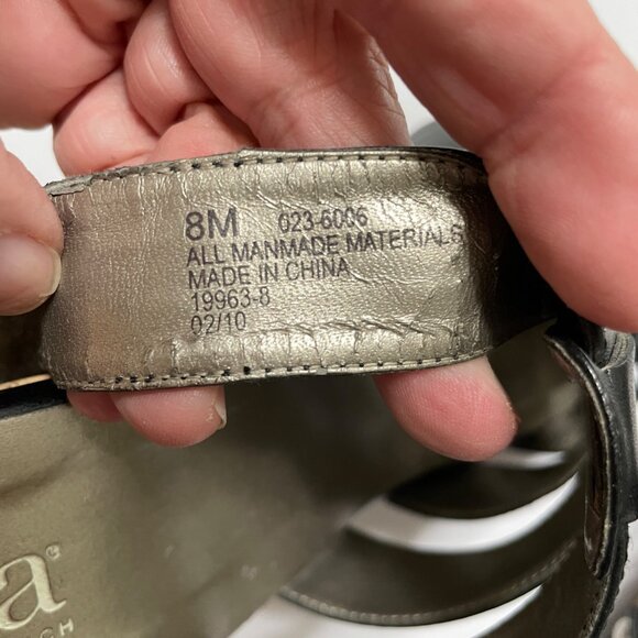 Womens Black Cork Wedge Sandals With Strappy Design By A.N.A. Size 8M - Picture 9 of 9